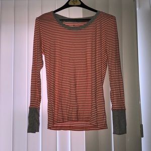 Gap Coral and White Striped Sweater - Size Large